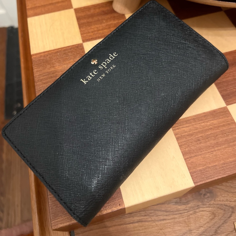 Kate Spade Black Staci Saffiano Leather Black Bifold Wallet